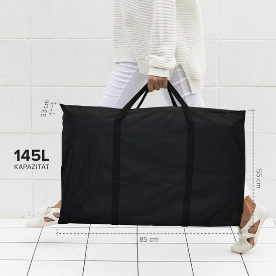 Opbergtas voor dekbedden en kussens 145 L - 600D Oxford - XL grote reistas voor tuinkussens met handgrepen - zwart