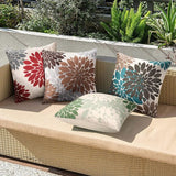 Set van 2 outdoor kussenslopen, rood en grijs, 40 x 40 cm, linnen, waterdichte kussenhoezen, Dahlia boho, sierkussen, bankkussen, decoratief boho, Azteken, bankkussen, overtrek voor bank, bed, terras