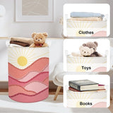 63 l Boheemse zonsopgang roze wasmand voor vrouwen meisjes grote kleding speelgoed opslag met deksel voor slaapkamer, 40 x 50 cm