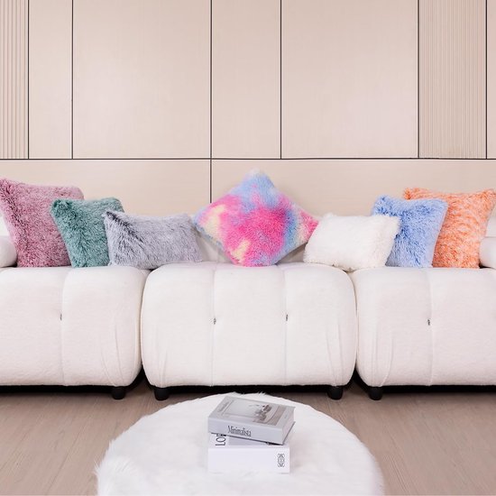 Superzachte kussensloop, 50 x 50 cm, decoratief dubbelzijdig pluche knuffelkussen, wollige, behaaglijke kussenslopen, knuffelkussen, kunstbont kussens, bankkussens voor bank.