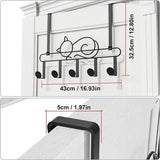 Door Hook for Hanging, Door Hook Rail Set of 2 Each with 5 Hooks Coat Hooks Jacket Holder Door Wall Coat Rack Black Interior Door Hanger for Bathroom, Wall, Kitchen