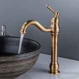 Kraan badkamer antiek messing, wastafel armatuur hoog 360° draaibaar, wastafel armatuur, retro, eengreepsmengkraan, slecht beslag, hoge uitloop voor badkamer