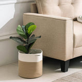 Gevlochten mand, gemaakt van katoen, voor het opbergen van speelgoed in de kinderkamer, opbergmand, decoratieve pot, mand voor de woonkamer, slaapkamer, 28 (D) x 28 (H) cm, natuurlijk.