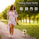 Multifunctionele hondenwaterfles met vuilniszakcontainer en verborgen schop Waterfles Hond Kat Reizen Draagbaar (roze)