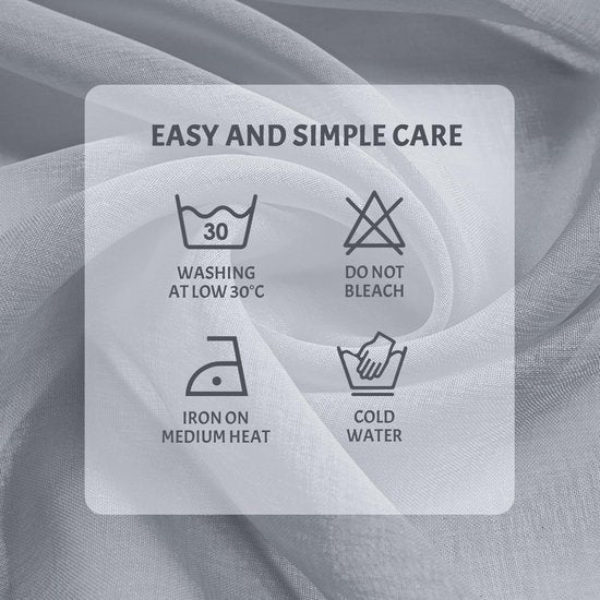 Voile gordijnen met oogjes, halftransparant, kort, linnenlook, voorhang, vitrage, grijs, 225 x 140 cm (h x b) voor woonkamer, slaapkamer, kinderkamer, set van 2