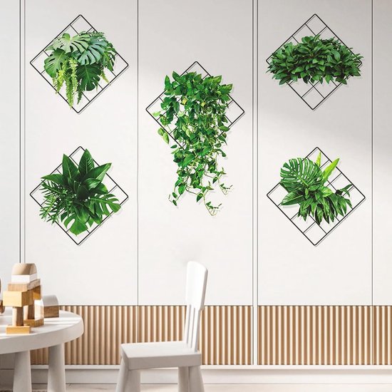 3D groene planten muurstickers, muurtattoo planten groen, muurstickers groene klimop bladeren muursticker, 3D muurstickers planten voor keuken, slaapkamer, woonkamer