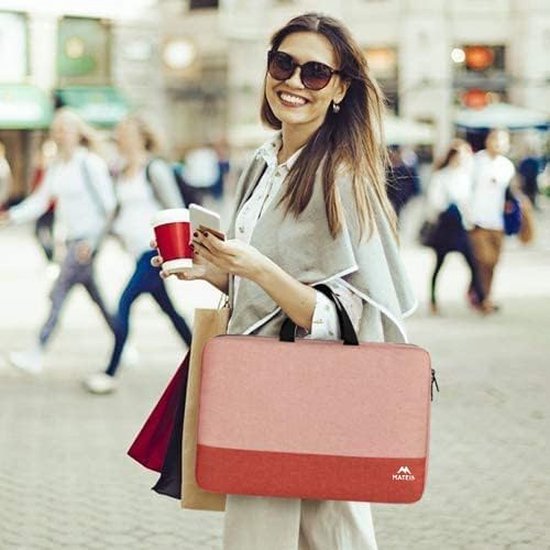 Laptoptas 15,6 inch, TSA-vriendelijke laptophoes 15/6, waterafstotende laptoptas met vakken en vakken, compatibel