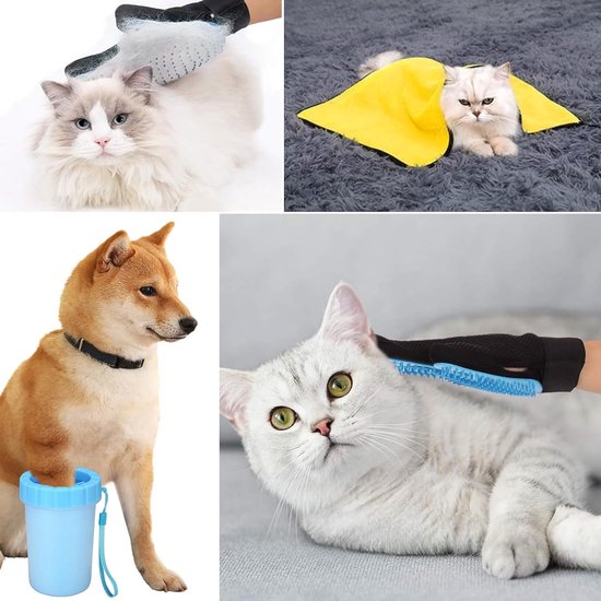 Hondenpootreiniger, hondenpootreiniger met handdoek en handschoen, pootreiniger voor honden, huisdieren, honden, pootreiniger voor katten en honden, geschikt voor poot