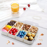 Snackdoos met compartimenten, snackbewaardoos, fruit- en groentebak met 8 compartimenten, transparante voedselopslagcontainer voor koelkast en voorraadkast, voor snacks, fruit en kruiden.