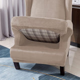 E Velvet Look Armchair Cover, Armchair Throws, Wingback Chair Cover, Elastic Stretch Cover for Wing Chair (Sand)