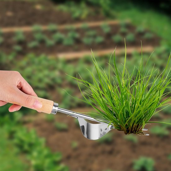 Handmatige onkruidsteker met houten handvat, roestvrij staal, handmatige onkruidsteker voor in de tuin, handmatig onkruidsteker, voor tuin, wieden, verplanten, ontwortelen, 3 stuks