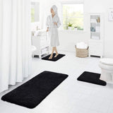 Antislip zachte mat voor toilet met uitsparing, afmetingen 51 x 61 cm, absorberende badmat, staand toilet, wasbaar, badmatten voor toilet, zwart.