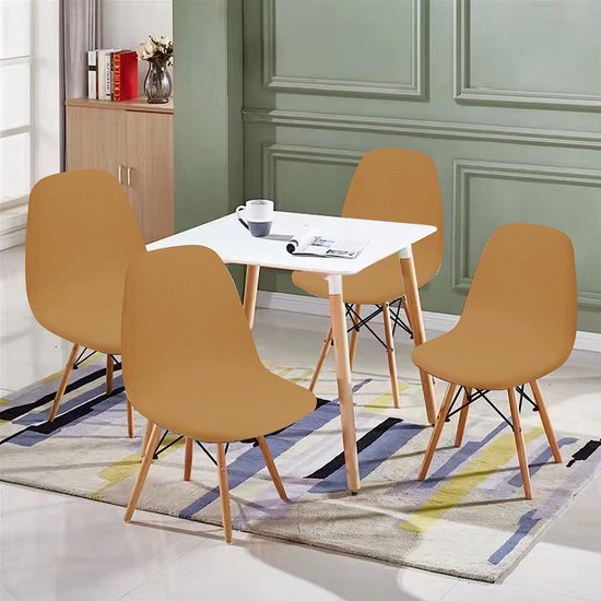 Stoelhoezen, Set van 4, Stretch, eetkamerstoelen, hoes, universeel, wasbaar, verwijderbaar, elegante stoelhoes, antislip, keukenstoelen voor kantoor, eetkamer, woonkamer, Kameel