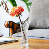 Bloemenvaas van helder glas, vaas van verdikt kristalglas voor bloemen, bloemenvazen in zonnebloemdesign voor de woonkamer, 19,3 x 9 cm