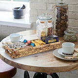 Geweven tablet van waterhyacint, zeegras met handgrepen, bruin waterdichte rechthoekige opbergmand in badkamer, slaapkamer, toiletafdekking als decoratie, cadeau, 43 x 16 x 5 cm