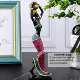 2 stuks Afrikaanse dame sculptuur stammen dame figuur beeldjes hars handwerk verzameling standbeeld vintage desktop ornamenten