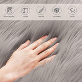 Schapenvacht Tapijt, Imitatiebont Lamsvacht, Schapenvel Imitatievacht | Kunstbont Tapijt Slaapkamer Woonkamer | Wasbaar Bont Tapijt, Decoratiebont | 40x60 cm - Grijs