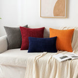 Kussensloop, corduroy, sierkussensloop, bankkussen, 50 x 50 cm, corduroy, decoratieve zachte sierkussenhoezen, kussens voor bank, stoel, thuis, slaapkamer, wijnrood