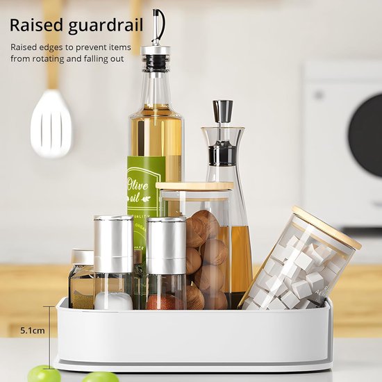 Lazy Susan Draaitafel Kastorganisator voor Hoekkast - Roterend Vierkant Kruidenrek voor Keukenopslag en Organisatie, Antislip Koelkastorganizer
