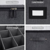 Opbergdoos voor wijnglazen, 2 stuks, bewegende glashouder voor wijnglazen, vouwdoos met scheidingswanden, glazen, opslag voor 24 kristalglaswerk, kristalglaswerk (44 x 33 x 25 cm, donkergrijs)