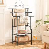 Hand Towel Rail Standing with 3 Towel Rails Bath Towel Holder 2 Open Shelves Space Saving Dark Brown/Black