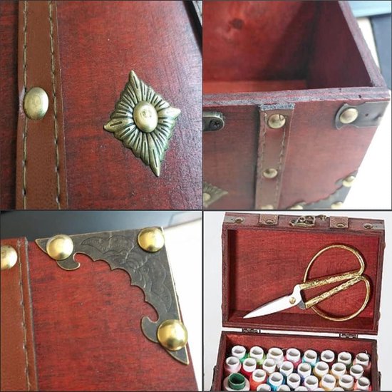 Wooden Treasure Chest Pirate Chest Small Wooden Treasure Chest with Lock Vintage Wood Treasure Chest with Lock Mini Treasure Chest for Decoration and Storage