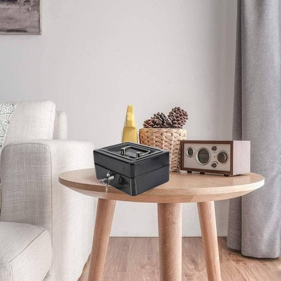 waterdichte doos met sleutelslot, draagbare mini draagbare kluis stalen petty afsluitbaar contant geld munt sieraden veiligheidsbox geldcassette kluis handvat huishoudelijke