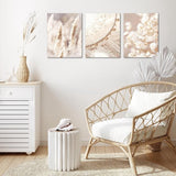 Klaar om op te hangen - wandafbeeldingen set in boho stijl - beige afbeelding XXL voor de woonkamer N008735a, 30x40 cm - 3 afbeeldingen.