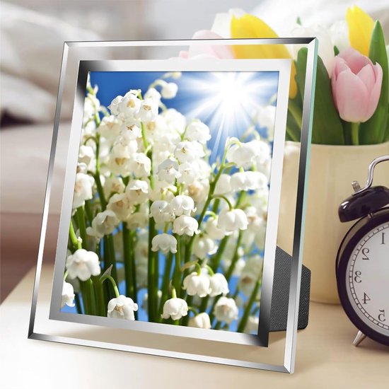 Set van 4 fotolijsten glas fotolijsten 13 x 18 cm, fotolijst met staand, portretlijst voor bruiloften, familie, kantoren, jubileum, plexiglas fotolijst om neer te zetten, zilver