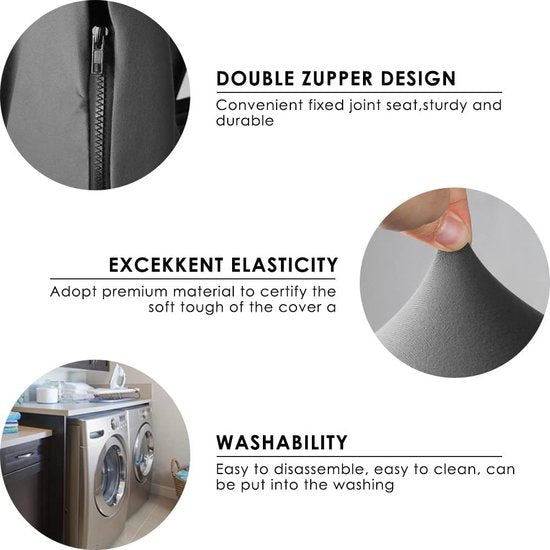 Bureaustoelhoes, bureaustoelhoes, stoelhoezen, draaistoel, overtrek, moderne stoel, overtrek, fauteuilhoes, elastisch, wasbaar, set voor bureaustoel, computer, bureaustoel (grijs, 2 stuks) (M)