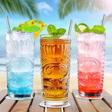 set van 8, kristalheldere cocktailglazen, 14 oz Tiki-kopjes tropisch orkaanglas geschikt voor feesten en bars, barbenodigdheden drinkware cadeauset