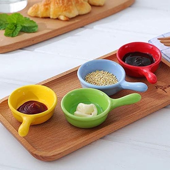 6 x snackkommen van porselein, mini-kommen om te dippen, kleine kommen voor tapas, dessert, noten, sojasauskommen, ijs, dipkommen, sushi-ingrediënten, dipkommen met handgrepen