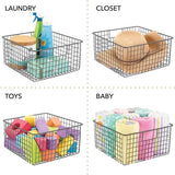 Multifunctionele mand van metaaldraad – flexibele opbergmand voor de keuken, voorraadkamer enz. – compacte en universele draadmand met handgrepen – grijs