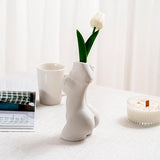 Keramische vaas, tulpen, buiten, ongeglazuurd, pampasgras, bloemenvaas, moderne vazen, klein, voor tafeldecoratie decoratie, vaas, mat wit, voor woondecoratie, woonkamer, B