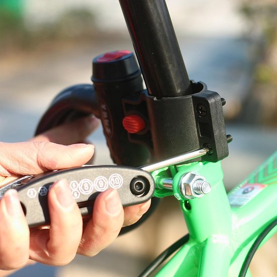 Multitool fietsreparatieset-B32 Fietscomfort Reparatieset, 16-in-1 multifunctioneel gereedschap, inclusief gangverlichting, zelfklevende fietspatches