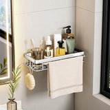 Doucheplank, doucherek, zonder boren, hoekmet haken, handdoekstang, badkuip, sponsrek, keukenorganizer, accessoires, mat, afwerking, douchemanden en doucheplanken (zilver)