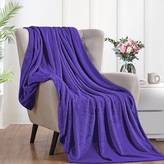 Knuffelige, donzige deken, 210 x 240 cm, XXL fleece bank- en bankdekens, superzacht, als banksprei, paars 2