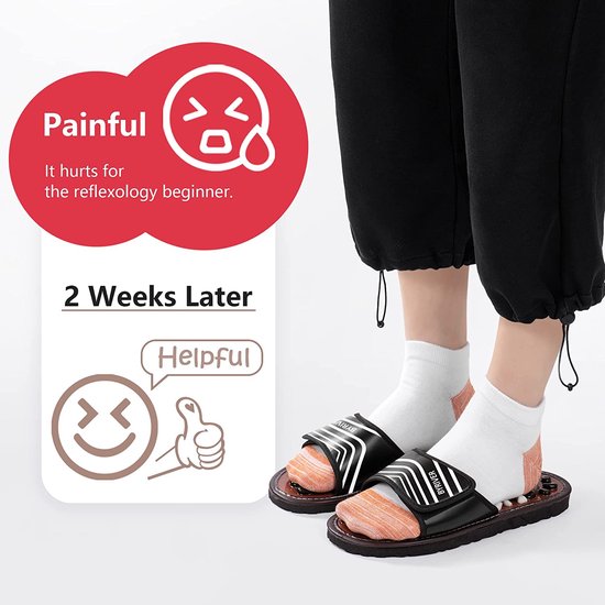 Stone Deep Tissue Acupressuurschoenen Voetmassage Pantoffels Reflexologie Massager Relief Plantaire fasciitis Hielboog Artritis Neuropathie Pijn (zwart 25)