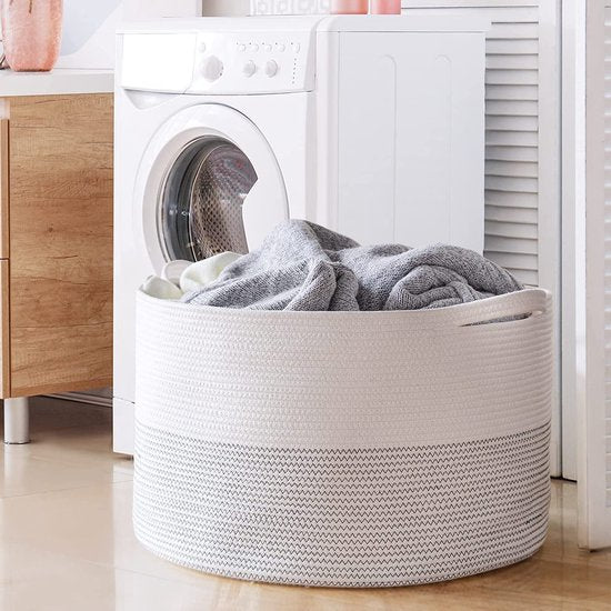 XXL grote wasmand, opbergmand, wasverzamelaar, katoenen touw, geweven mand voor dekens, zoenen in de woonkamer