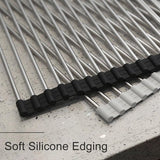 Roestvrij stalen afdruiprek, afdruiprek, afdruiprek, oprolbaar afdruiprek, inklapbaar en afneembaar, voor keuken, spoelbakken, fruit, groenten (43 x 40 cm)