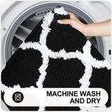 Antislip badmatset, 2-delig, zacht, hoogpolig, badkamertapijt, set microvezel, 2-delig, zwart Antislip badmatset, bestaande uit 2 stuks, zacht en hoogpolig, badkamertapijt, set van microvezel, ook bestaande uit 2 stuks, in de kleur zwart.