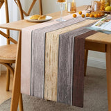 Tafelloper grijs modern 33 x 183 cm moderne kunst retro boerderij kleurverloop bruin beige houten plank tafel vlag woondecoratie voor festival bruiloft party commode woonkamer tafelloper landelijke stijl