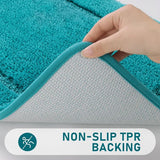 Microvezelbadmattenset, 3-delige antislip wasbare badmat en toiletmat, absorberende badkamertapijtset, turkoois