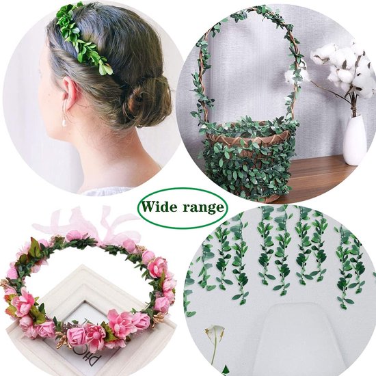 Buxusslinger, 22,5 meter, kunstbuxusslinger, bladeren, klimop, bladeren, groene bladeren, nep wijnstok