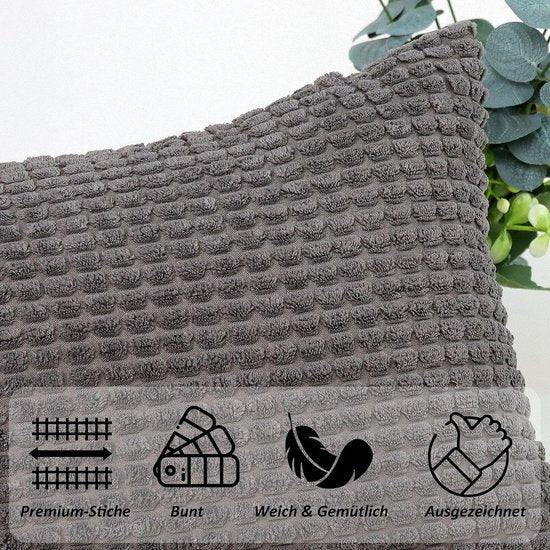 Kussenovertrek corduroy, effen, set van 2, kussenslopen voor sierkussens, bankkussens, in vele kleuren