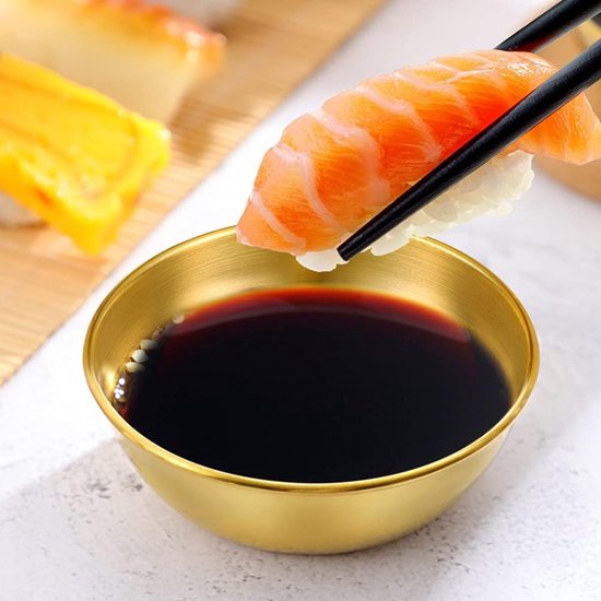 8 stuks snack dip schalen kleine schaaltjes dipschaaltjes set sausschaaltjes dipschalen snackschalen kruidenschalen gouden sushi borden saus kom voor tapas dessert ketchup fingerfood