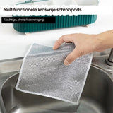 Multifunctionele stalen reinigingsdoek, draadvaatdoek, draadafwasdoek, stalen doek, afwasdoek voor nat en droog reinigen van hardnekkige vlekken van borden, potten, bakplaten, grills, fornuizen, ovens en meer