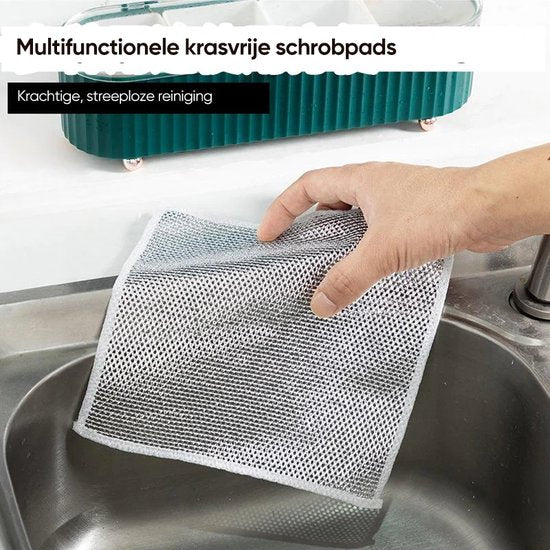Multifunctionele stalen reinigingsdoek, draadvaatdoek, draadafwasdoek, stalen doek, afwasdoek voor nat en droog reinigen van hardnekkige vlekken van borden, potten, bakplaten, grills, fornuizen, ovens en meer