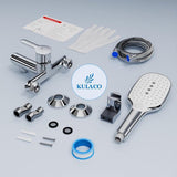 Badkraan met handdouche, kraanbad met drukschakelaar, ééngreepsmengkraan, bad van messing, chroombadkraan met 3 functies, mengkraan, douchemengkraan voor badkamer