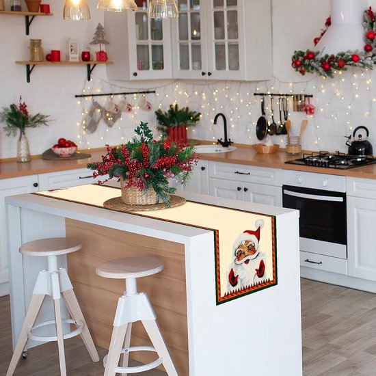 Tafelloper Kerstmis - Kerstman Kerst Tafelloper | Tafelloper Kerstmis Groen | Sander tafelloper Kerstmis | Kerst Tafel Decoratie | Tafelloper Kerstmis